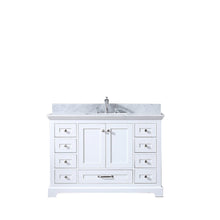 Load image into Gallery viewer, Lexora LD342248SADS000 Dukes 48&quot; White Single Vanity, White Carrara Marble Top, White Square Sink and no Mirror