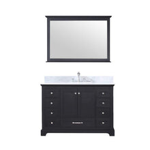 Load image into Gallery viewer, Lexora LD342248SGDSM46 Dukes 48&quot; Espresso Single Vanity, White Carrara Marble Top, White Square Sink and 46&quot; Mirror