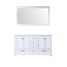 Load image into Gallery viewer, Lexora LD342260DA00M58 Dukes 60&quot; White Double Vanity, no Top and 58&quot; Mirror