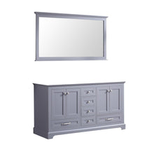 Load image into Gallery viewer, Lexora LD342260DB00M58 Dukes 60&quot; Dark Grey Double Vanity, no Top and 58&quot; Mirror