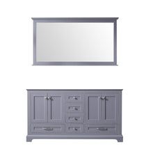 Load image into Gallery viewer, Lexora LD342260DB00M58 Dukes 60&quot; Dark Grey Double Vanity, no Top and 58&quot; Mirror