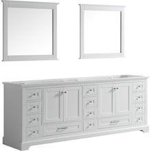 Load image into Gallery viewer, Lexora LD342284DA00M34 Dukes 84&quot; White Double Vanity, no Top and 34&quot; Mirrors