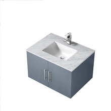 Load image into Gallery viewer, Lexora LG192230DBDS000 Geneva 30&quot; Dark Grey Single Vanity, White Carrara Marble Top, White Square Sink and no Mirror