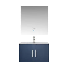 Load image into Gallery viewer, Lexora LG192230DEDSLM30 Geneva 30&quot; Navy Blue Single Vanity, White Carrara Marble Top, White Square Sink and 30&quot; LED Mirror