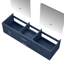 Load image into Gallery viewer, Lexora LG192272DE00LM30 Geneva 72&quot; Navy Blue Double Vanity, no Top and 30&quot; LED Mirrors