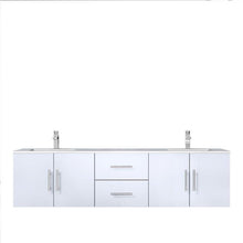 Load image into Gallery viewer, Lexora LG192272DMDS000 Geneva 72&quot; Glossy White Double Vanity, White Carrara Marble Top, White Square Sinks and no Mirror
