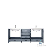 Load image into Gallery viewer, Lexora LJ342280DBDS000 Jacques 80&quot; Dark Grey Double Vanity, White Carrara Marble Top, White Square Sinks and no Mirror