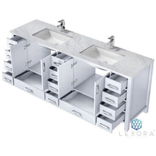 Load image into Gallery viewer, Lexora LJ342284DADS000 Jacques 84&quot; White Double Vanity, White Carrara Marble Top, White Square Sinks and no Mirror