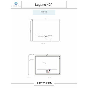 Lexora LL4232LEDM Lugano 42" Wide x 32" Tall LED Mirror w/ Defogger