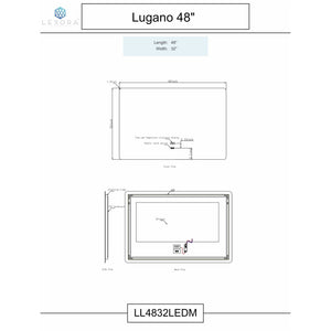 Lexora LL4832LEDM Lugano 48" Wide x 32" Tall LED Mirror w/ Defogger