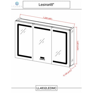 Lexora LL4832LEDMC Lesina 48" Wide x 32" Tall LED Medicine Cabinet w/ Defogger