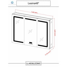 Load image into Gallery viewer, Lexora LL4836LEDMC Lesina 48&quot; Wide x 36&quot; Tall LED Medicine Cabinet w/ Defogger