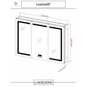 Lexora LL4836LEDMC Lesina 48" Wide x 36" Tall LED Medicine Cabinet w/ Defogger