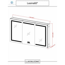 Load image into Gallery viewer, Lexora LL6036LEDMC Lesina 60&quot; Wide x 36&quot; Tall LED Medicine Cabinet w/ Defogger