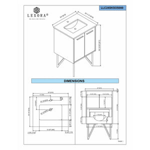 Lexora LLC24SKSOS000FRG Lancy 24" Rustic Acacia Bathroom Vanity, White Quartz Top, White Square Sink, and Labaro Rose Gold Faucet Set