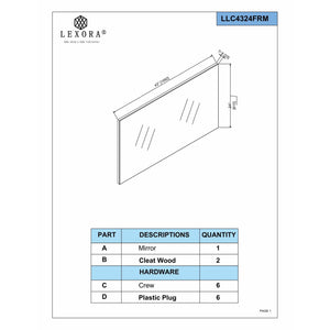 Lexora LLC48SKSOSM43FRG Lancy 48" Rustic Acacia Bathroom Vanity, White Quartz Top, White Square Sink, Labaro Rose Gold Faucet Set, and 43" Frameless Mirror