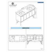 Load image into Gallery viewer, Lexora LLC60DKSOS000FCH Lancy 60&quot; Rustic Acacia Double Bathroom Vanity, White Quartz Top, White Square Sinks, and Monte Chrome Faucet Set
