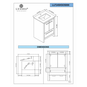 Lexora LLF24SKSOS000FGM Lafarre 24" Rustic Acacia Bathroom Vanity, White Quartz Top, White Square Sink, and Balzani Gun Metal Faucet Set