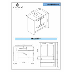 Lexora LLF36SKSOS000FCH Lafarre 36" Rustic Acacia Bathroom Vanity, White Quartz Top, White Square Sink, and Monte Chrome Faucet Set