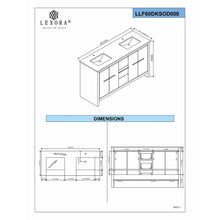 Load image into Gallery viewer, Lexora LLF60DKSODM55FRG Lafarre 60&quot; Rustic Acacia Double Bathroom Vanity, White Quartz Top,White Square Sinks, Labaro Rose Gold Faucet Set, and 55&quot; Frameless Mirror