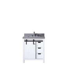 Load image into Gallery viewer, Lexora LM342230SAAS000 Marsyas 30&quot; White Single Vanity, Grey Quartz Top, White Square Sink and no Mirror