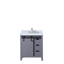 Load image into Gallery viewer, Lexora LM342230SBBS000 Marsyas 30&quot; Dark Grey Single Vanity, White Carrara Marble Top, White Square Sink and no Mirror