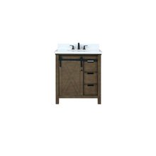 Load image into Gallery viewer, Lexora LM342230SKCS000 Marsyas 30&quot; Rustic Brown Single Vanity, White Quartz Top, White Square Sink and no Mirror