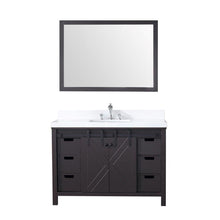 Load image into Gallery viewer, Lexora LM342248SCCSM44 Marsyas 48&quot; Brown Single Vanity, White Quartz Top, White Square Sink and 44&quot; Mirror