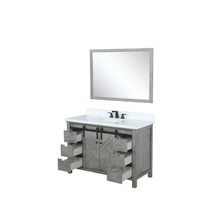 Load image into Gallery viewer, Lexora LM342248SHCSM44 Marsyas 48&quot; Ash Grey Single Vanity, White Quartz Top, White Square Sink and 44&quot; Mirror
