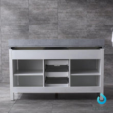 Load image into Gallery viewer, Lexora LM342260DAASM24 Marsyas 60&quot; White Double Vanity, Grey Quartz Top, White Square Sinks and 24&quot; Mirrors