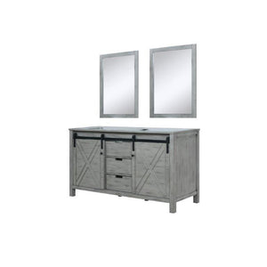 Lexora LM342260DH00M24 Marsyas 60" Ash Grey Double Vanity, no Top and 24" Mirrors