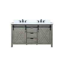 Load image into Gallery viewer, Lexora LM342260DHCS000 Marsyas 60&quot; Ash Grey Double Vanity, White Quartz Top, White Square Sinks and no Mirror