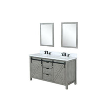 Load image into Gallery viewer, Lexora LM342260DHCSM24 Marsyas 60&quot; Ash Grey Double Vanity, White Quartz Top, White Square Sinks and 24&quot; Mirrors