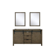Load image into Gallery viewer, Lexora LM342260DK00M24 Marsyas 60&quot; Rustic Brown Double Vanity, no Top and 24&quot; Mirrors