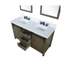 Load image into Gallery viewer, Lexora LM342260DKCSM24 Marsyas 60&quot; Rustic Brown Double Vanity, White Quartz Top, White Square Sinks and 24&quot; Mirrors