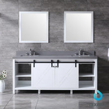 Load image into Gallery viewer, Lexora LM342280DAASM30 Marsyas 80&quot; White Double Vanity, Grey Quartz Top, White Square Sinks and 30&quot; Mirrors