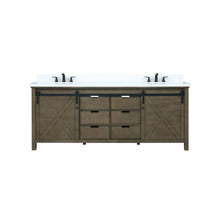 Load image into Gallery viewer, Lexora LM342280DKCS000 Marsyas 80&quot; Rustic Brown Double Vanity, White Quartz Top, White Square Sinks and no Mirror
