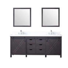 Load image into Gallery viewer, Lexora LM342280DCCSM30 Marsyas 80&quot; Brown Double Vanity, White Quartz Top, White Square Sinks and 30&quot; Mirrors