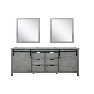 Lexora LM342280DH00M30 Marsyas 80" Ash Grey Double Vanity, no Top and 30" Mirrors
