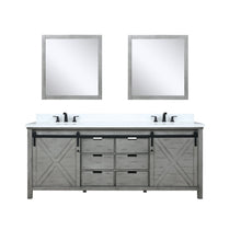 Load image into Gallery viewer, Lexora LM342280DHCSM30 Marsyas 80&quot; Ash Grey Double Vanity Ash Grey, White Quartz Top, White Square Sinks and 30&quot; Mirrors