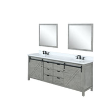 Load image into Gallery viewer, Lexora LM342280DHCSM30 Marsyas 80&quot; Ash Grey Double Vanity Ash Grey, White Quartz Top, White Square Sinks and 30&quot; Mirrors