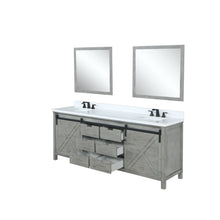 Load image into Gallery viewer, Lexora LM342280DHCSM30 Marsyas 80&quot; Ash Grey Double Vanity Ash Grey, White Quartz Top, White Square Sinks and 30&quot; Mirrors