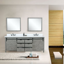 Load image into Gallery viewer, Lexora LM342280DHCSM30 Marsyas 80&quot; Ash Grey Double Vanity Ash Grey, White Quartz Top, White Square Sinks and 30&quot; Mirrors