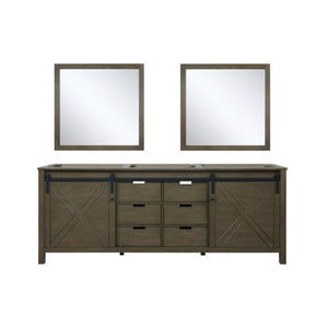 Lexora LM342284DK00M34 Marsyas 84" Rustic Brown Double Vanity, no Top and 34" Mirrors