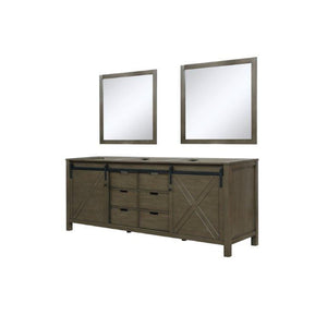 Lexora LM342284DK00M34 Marsyas 84" Rustic Brown Double Vanity, no Top and 34" Mirrors