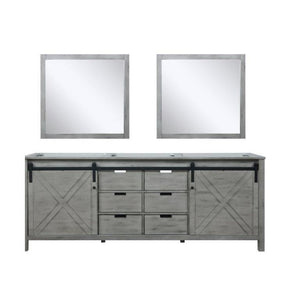 Lexora LM342284DH00M34 Marsyas 84" Ash Grey Double Vanity, no Top and 34" Mirrors