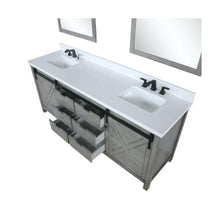 Load image into Gallery viewer, Lexora LM342284DHCSM34 Marsyas 84&quot; Ash Grey Double Vanity, White Quartz Top, White Square Sinks and 34&quot; Mirrors