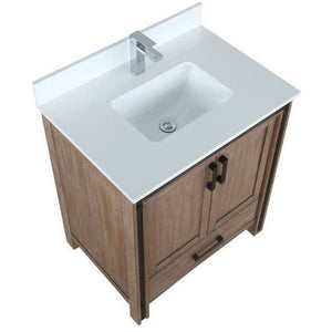 Lexora LZV352230SNJS000 Ziva 30" Rustic Barnwood Single Vanity, Cultured Marble Top, White Square Sink and no Mirror