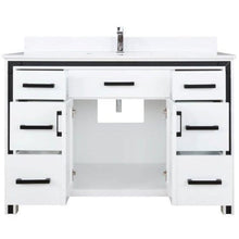 Load image into Gallery viewer, Lexora LZV352248SAJSM34 Ziva 48&quot; White Single Vanity, Cultured Marble Top, White Square Sink and 34&quot; Mirror