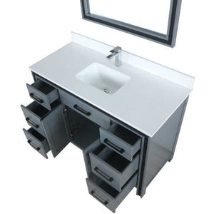 Lexora LZV352248SBJSM34 Ziva 48" Dark Grey Single Vanity, Cultured Marble Top, White Square Sink and 34" Mirror